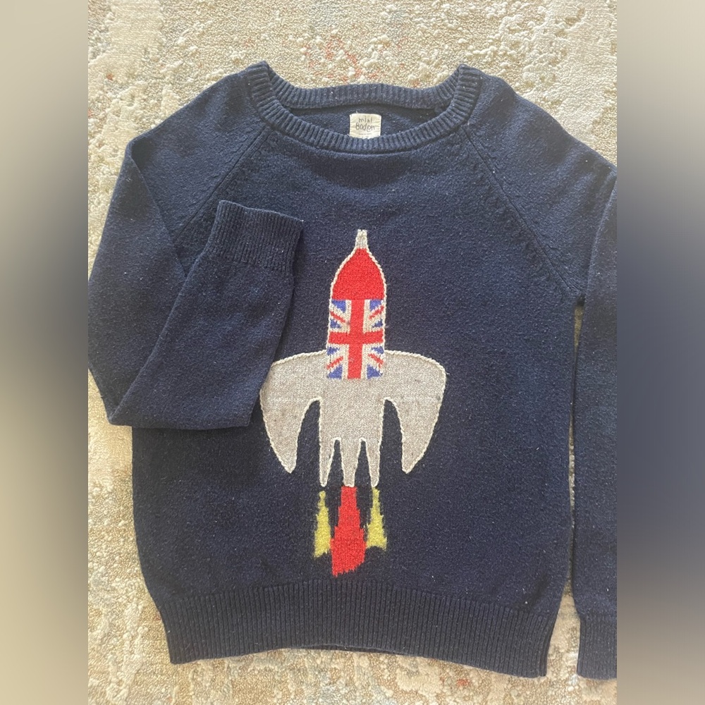 Boden Navy Sweater with Rocket Design